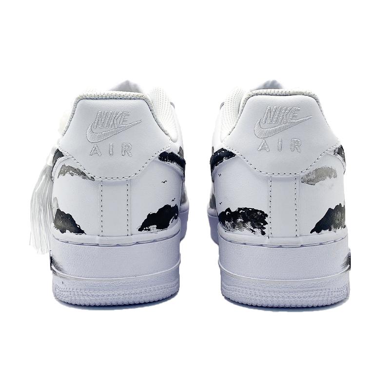 [Custom Mist in the mountains]  Air Force 1 Skateboard Shoes Unisex Low-Top Black