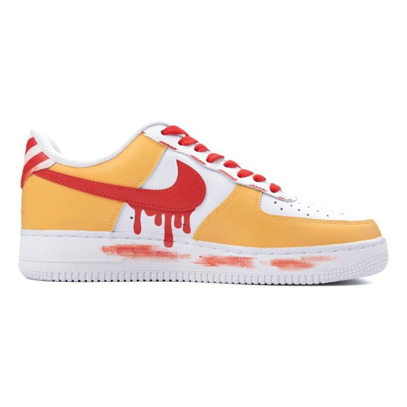 [Custom AF1 Men's McDonald's]  Air Force 1 Skateboarding Shoes Men Low-top Yellow/white/red