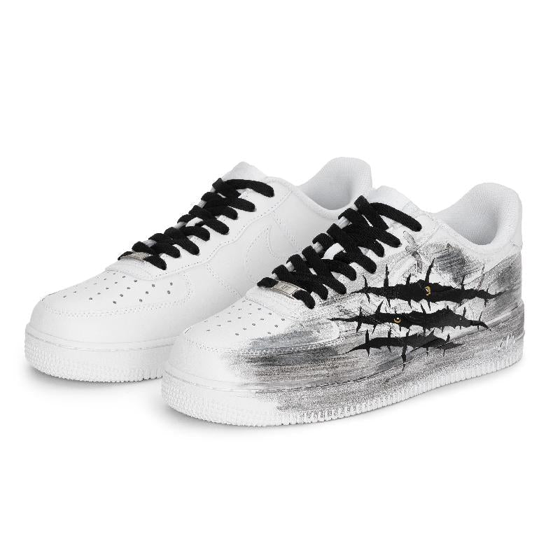 [Custom Peeping/Claw Marks]  Air Force 1 Skateboarding Shoes Unisex Low-top Black/grey