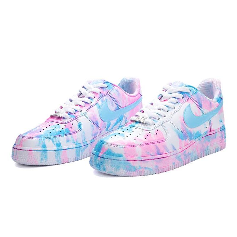 [Custom Tie-dyed neon-lit city]  Air Force 1 Skateboarding Shoes Men