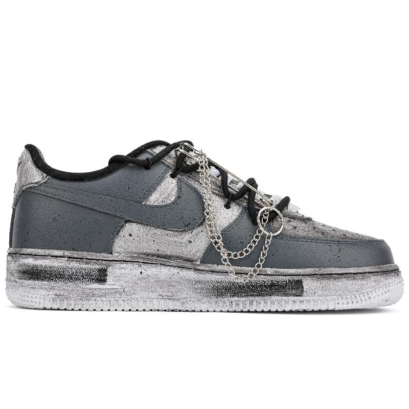 [Custom Shadow breaks]  Air Force 1 Skateboarding Shoes Unisex Low-top Black/grey