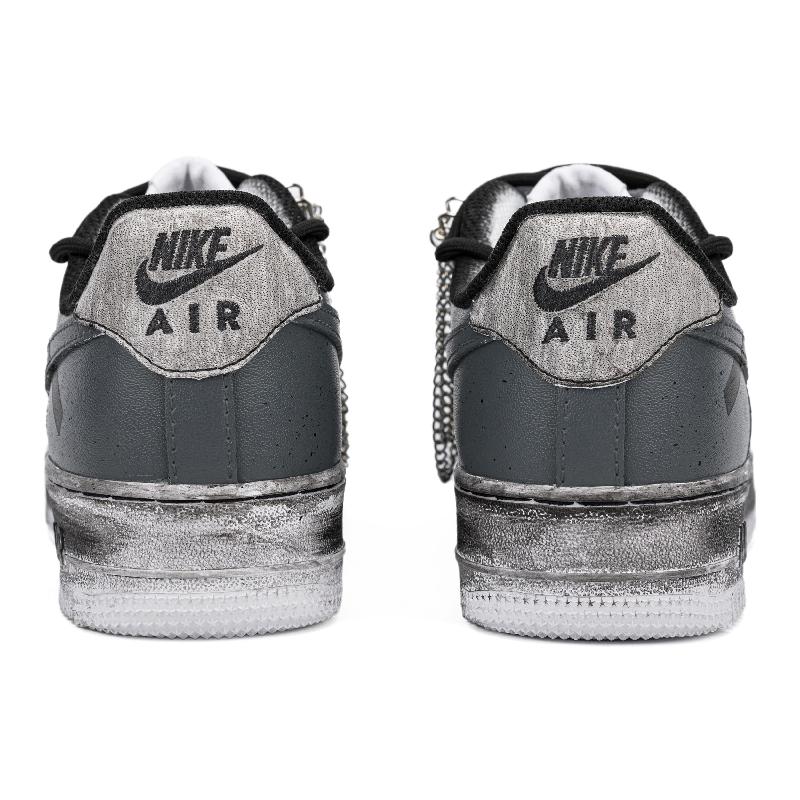 [Custom Shadow breaks]  Air Force 1 Skateboarding Shoes Unisex Low-top Black/grey