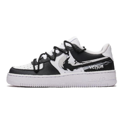 [Custom Men's Venom Double Hook black and White]  Air Force 1 Skateboarding Shoes Men Low-top Black/White