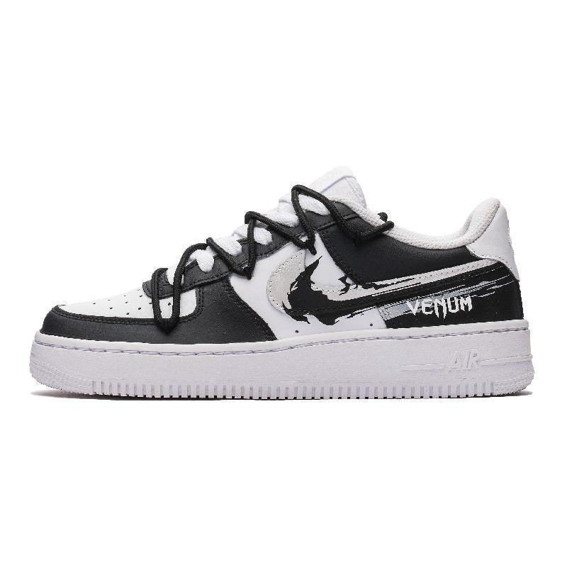 [Custom Men's Venom Double Hook black and White]  Air Force 1 Skateboarding Shoes Men Low-top Black/White