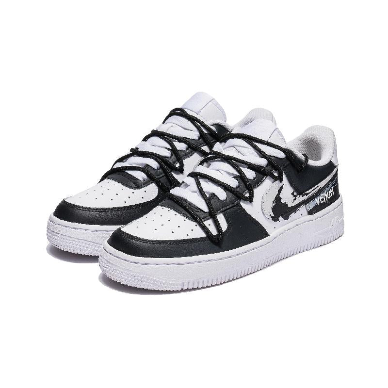 [Custom Men's Venom Double Hook black and White]  Air Force 1 Skateboarding Shoes Men Low-top Black/White