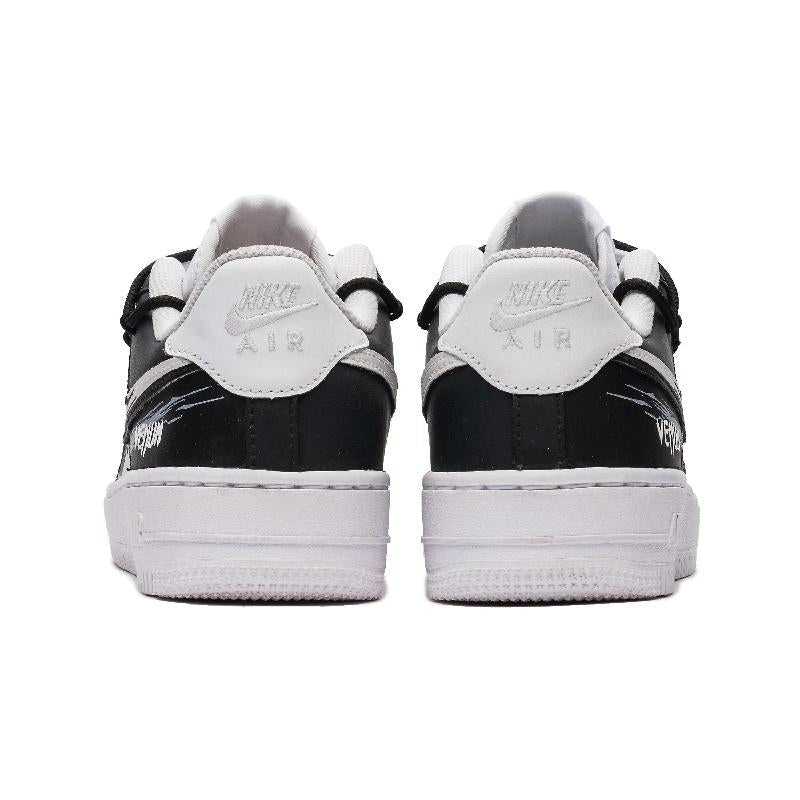 [Custom Men's Venom Double Hook black and White]  Air Force 1 Skateboarding Shoes Men Low-top Black/White