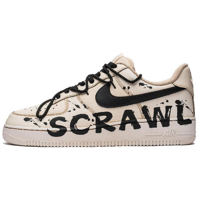 [Custom Men's street graffiti in black and brown]  Air Force 1 Skateboarding Shoes Men Low-top Black/Brown