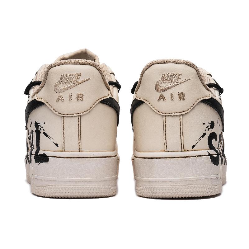 [Custom Men's street graffiti in black and brown]  Air Force 1 Skateboarding Shoes Men Low-top Black/Brown