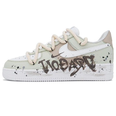 [Custom Men's style travels the world]  Air Force 1 Skateboarding Shoes Men Low-top Gray/Brown