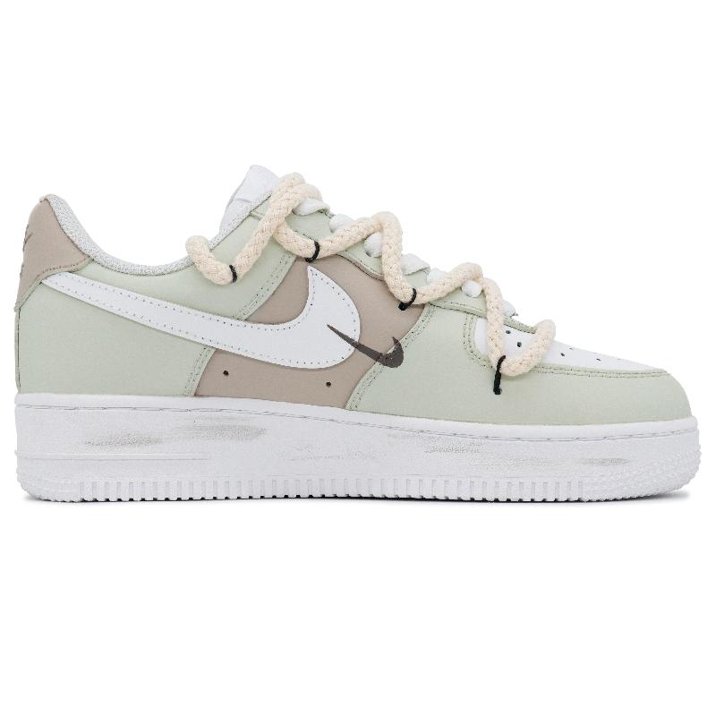 [Custom Men's style travels the world]  Air Force 1 Skateboarding Shoes Men Low-top Gray/Brown