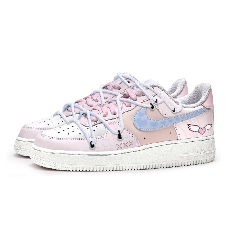 [Custom Love game]  Air Force 1 Skateboard Shoes Unisex Low-Top Blue/Pink
