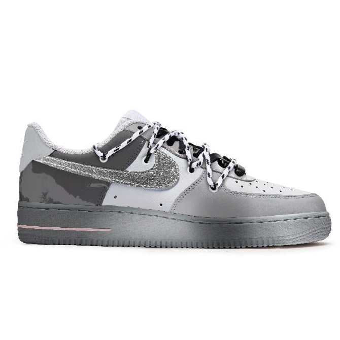[Custom "Starry Sky Story"]  Air Force 1 Skateboard Shoes Unisex Low-Top Gray/Pink