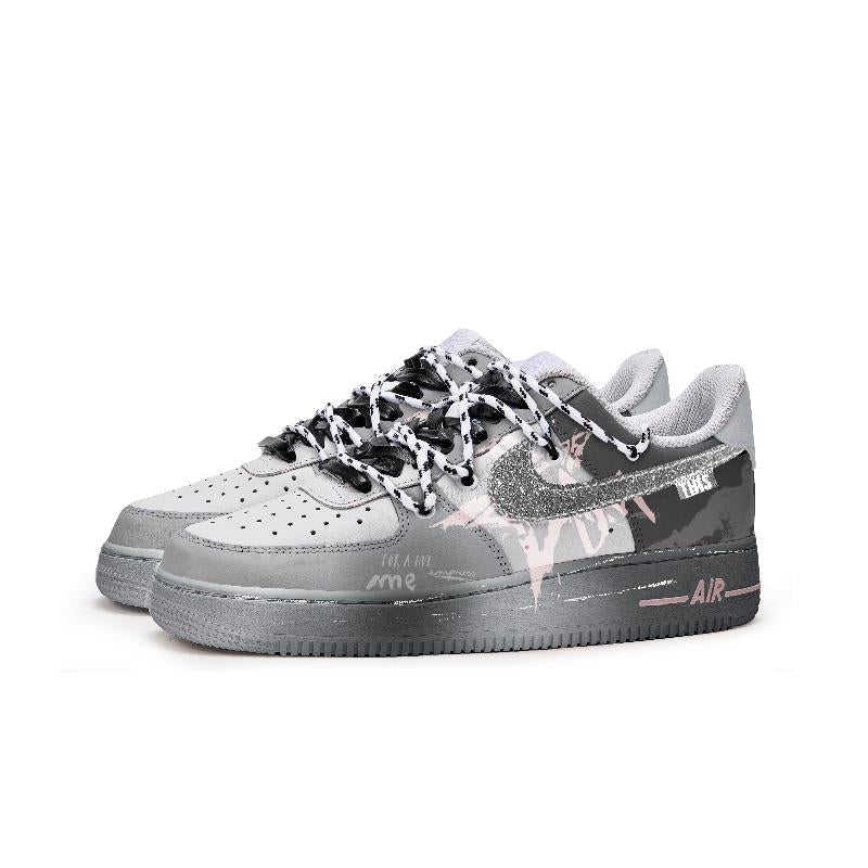 [Custom "Starry Sky Story"]  Air Force 1 Skateboard Shoes Unisex Low-Top Gray/Pink