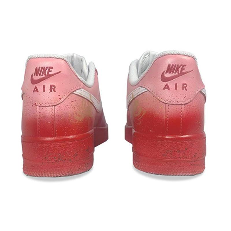 [Custom Men's red spider lily]  Air Force 1 Skateboarding Shoes Men Low-top Red/White