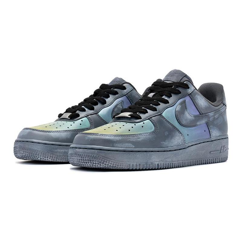 [Custom Men's gradient cloud gray-blue]  Air Force 1 Skateboarding Shoes Men Low-top Grey/Blue