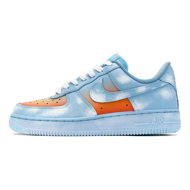 [Custom Men's gradient cloud blue and orange]  Air Force 1 Skateboarding Shoes Men Low-top Blue/Orange