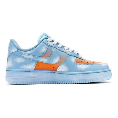 [Custom Men's gradient cloud blue and orange]  Air Force 1 Skateboarding Shoes Men Low-top Blue/Orange