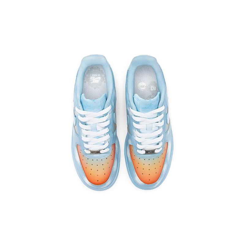 [Custom Men's gradient cloud blue and orange]  Air Force 1 Skateboarding Shoes Men Low-top Blue/Orange