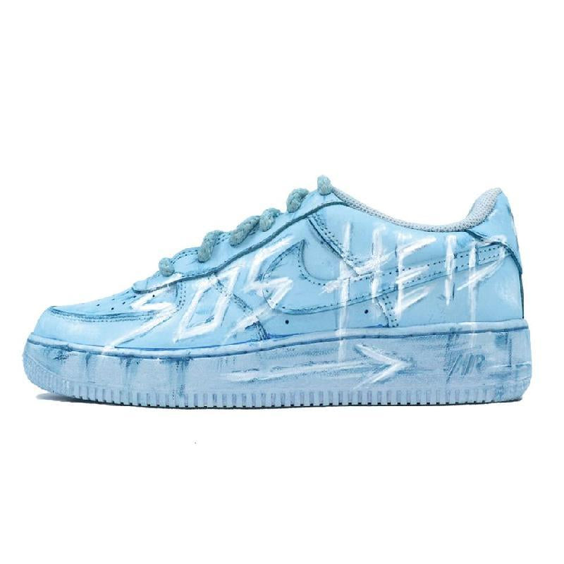 [Custom Blue immersion dyeing]  Air Force 1 Skateboarding Shoes Men