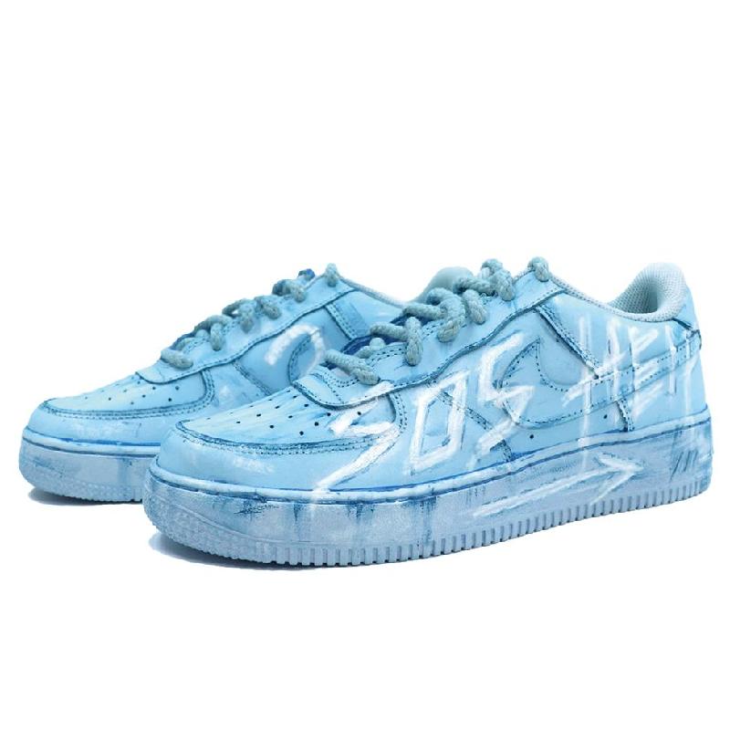 [Custom Blue immersion dyeing]  Air Force 1 Skateboarding Shoes Men
