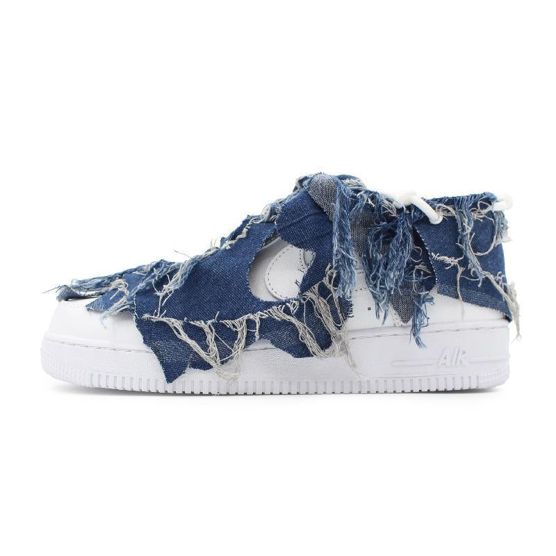 [Custom Broken cowboy]  Air Force 1 Skateboard Shoes Unisex Low-Top Blue
