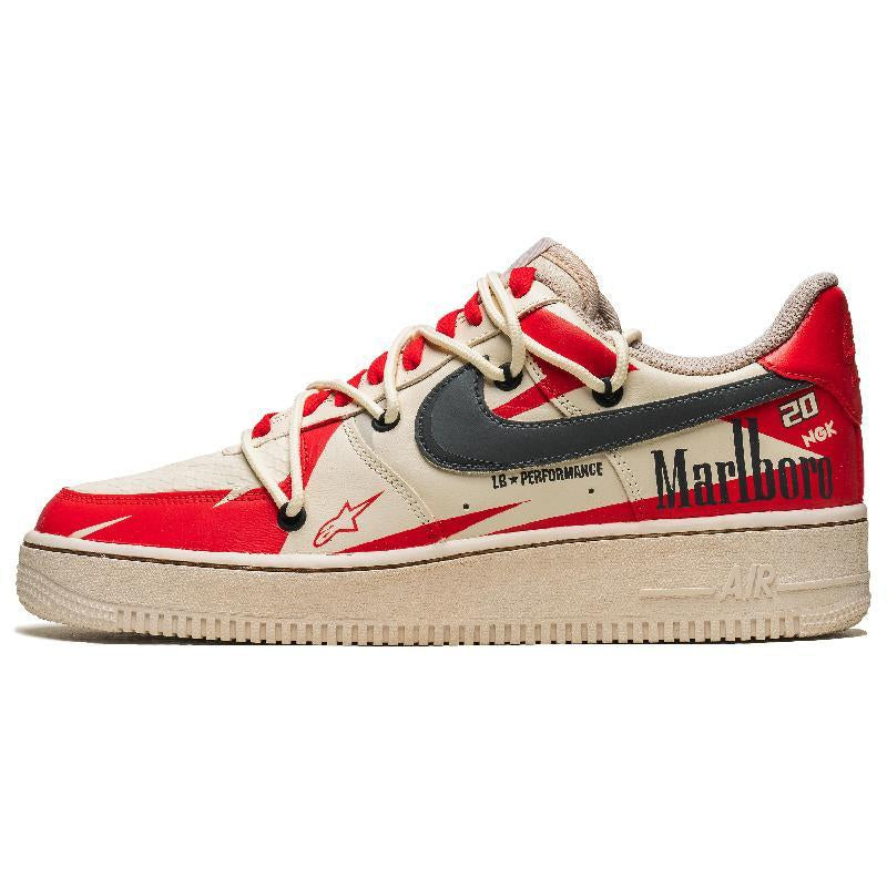 [Custom Red Melody Stage]  Air Force 1 Skateboarding Shoes Men Low-top Beige/Red