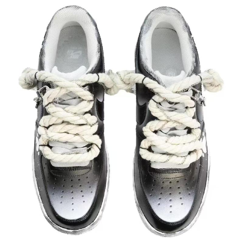 [Custom Love and violence destroy bears]  Air Force 1 Skateboard Shoes Men Low-Top Black/White