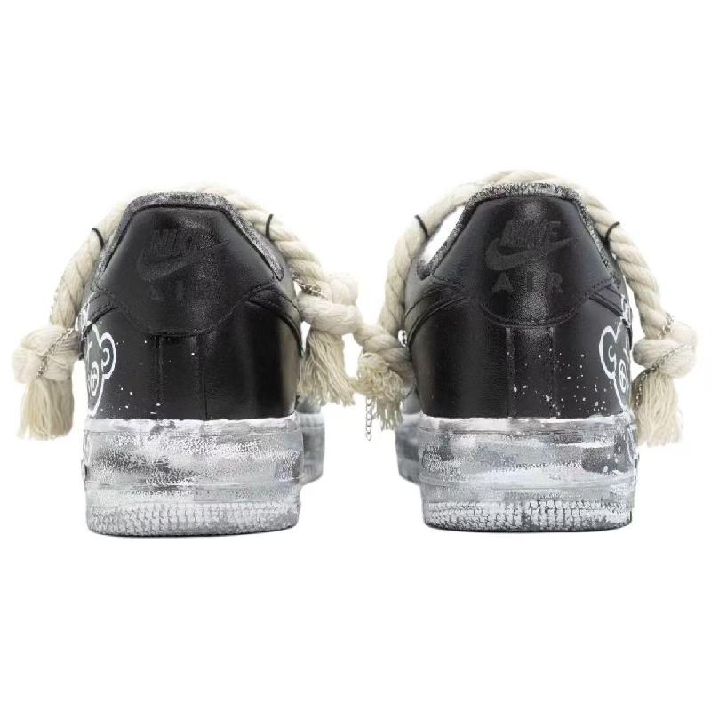 [Custom Love and violence destroy bears]  Air Force 1 Skateboard Shoes Men Low-Top Black/White