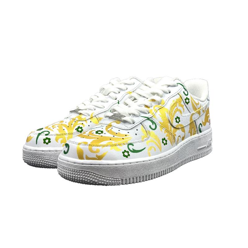 [Custom St. Mary's High School]  Air Force 1 Skateboard Shoes Unisex Low-Top White/Gold