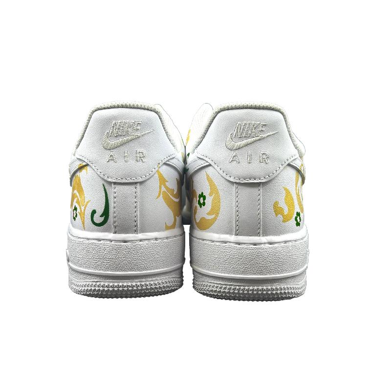 [Custom St. Mary's High School]  Air Force 1 Skateboard Shoes Unisex Low-Top White/Gold