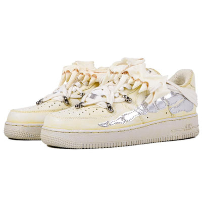 [Custom Male ancient fossils]  Air Force 1 Skateboarding Shoes Men Low-top Beige/Yellow