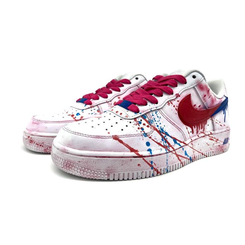 [Custom Ink splashing and aging Vibe style graffiti]  Air Force 1 Skateboarding Shoes Men