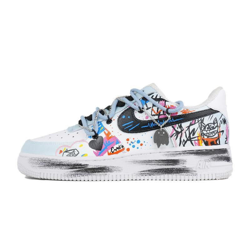 [Custom lively Little Devils In Black, White And Blue]  Air Force 1 Skateboarding Shoes Unisex