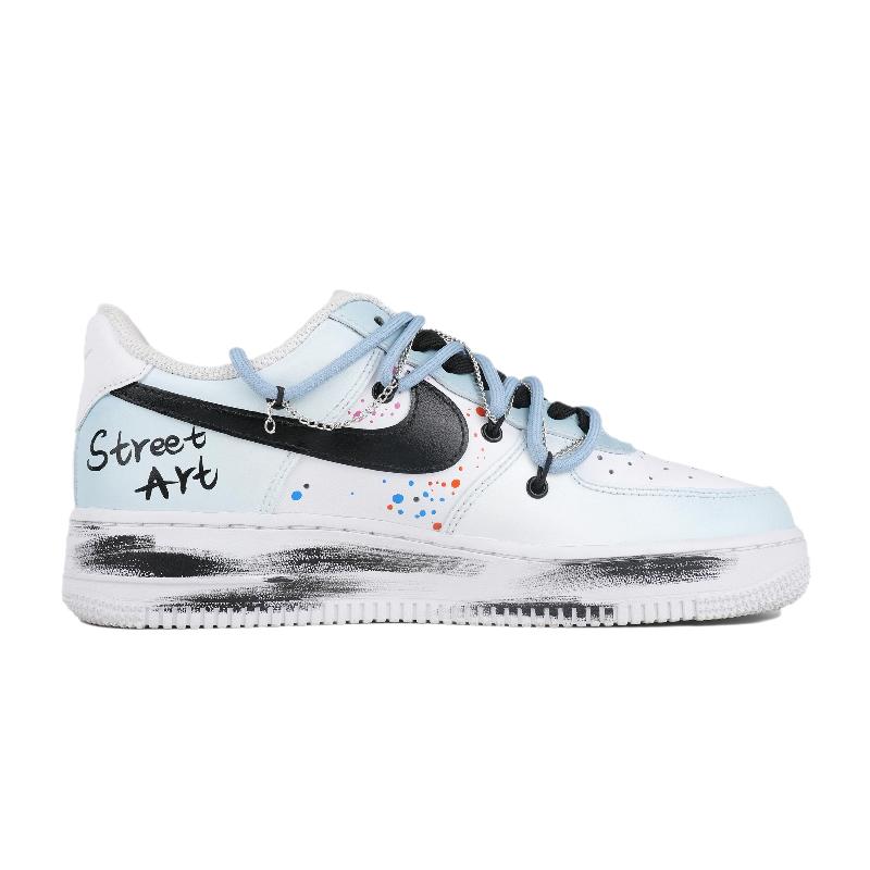 [Custom lively Little Devils In Black, White And Blue]  Air Force 1 Skateboarding Shoes Unisex