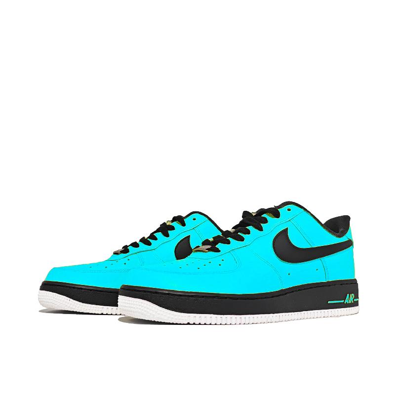 [Custom Cool and refreshing mint]  Air Force 1 Skateboard Shoes Unisex Low-Top Blue/Black