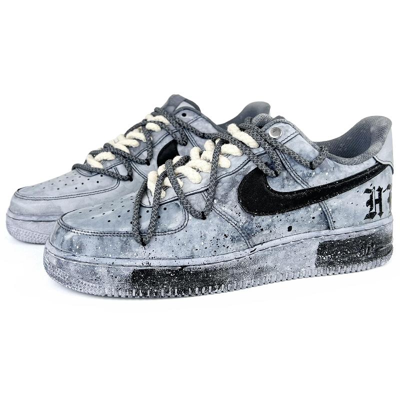 [Custom Gothic aged grey]  Air Force 1 Skateboarding Shoes Men
