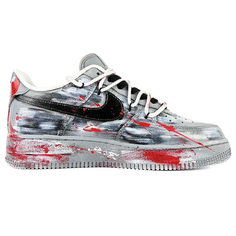 [Custom Red desert]  Air Force 1 Skateboard Shoes Unisex Low-Top Black/Red