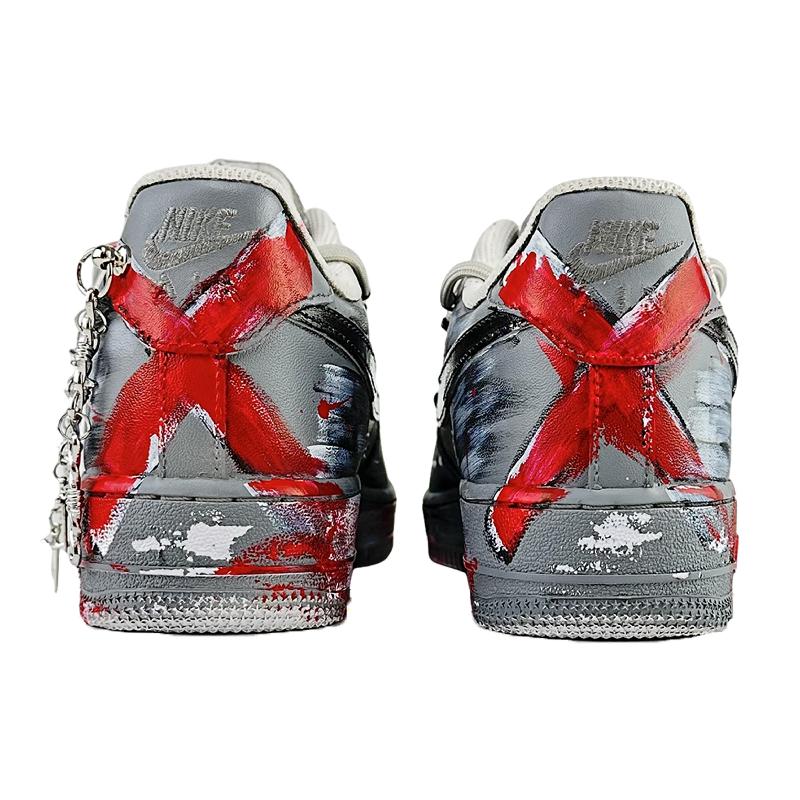 [Custom Red desert]  Air Force 1 Skateboard Shoes Unisex Low-Top Black/Red