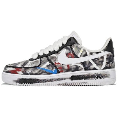 [Custom Graffiti in black and white]  Air Force 1 Skateboard Shoes Unisex Low-Top White/Black