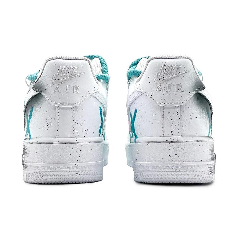 [Custom Crayon drawing 2.0 blue]  Air Force 1 Skateboarding Shoes Unisex Low-top White/black/cyan