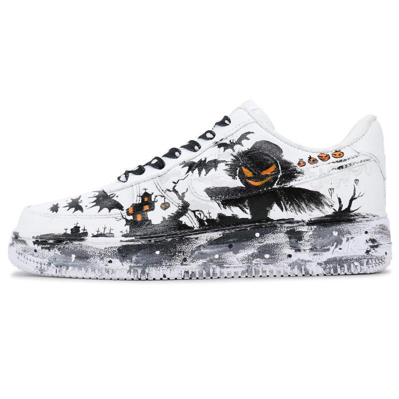 [Custom Mr. Pumpkin for men]  Air Force 1 Skateboard Shoes Men Low-Top Black/White/Orange