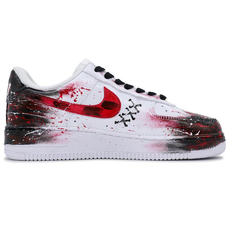 [Custom Under the male spider's web]  Air Force 1 Skateboard Shoes Men Low-Top Red/Black/White