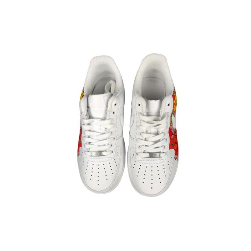 [Custom Men's graffiti in white and red]  Air Force 1 Skateboarding Shoes Men Low-top White/Red