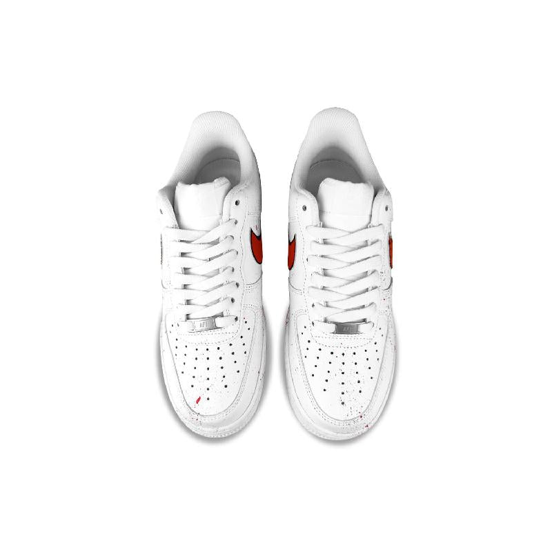 [Custom Chinese-style red hook ink-wash painting]  Air Force 1 Skateboarding Shoes Men Low-top Black/Red