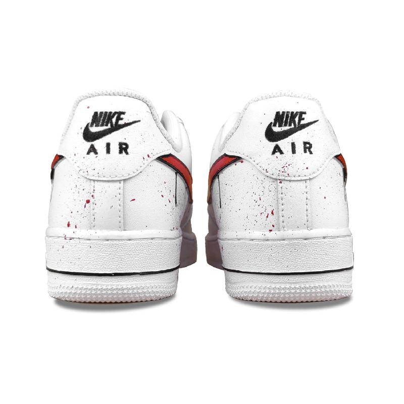 [Custom Chinese-style red hook ink-wash painting]  Air Force 1 Skateboarding Shoes Men Low-top Black/Red
