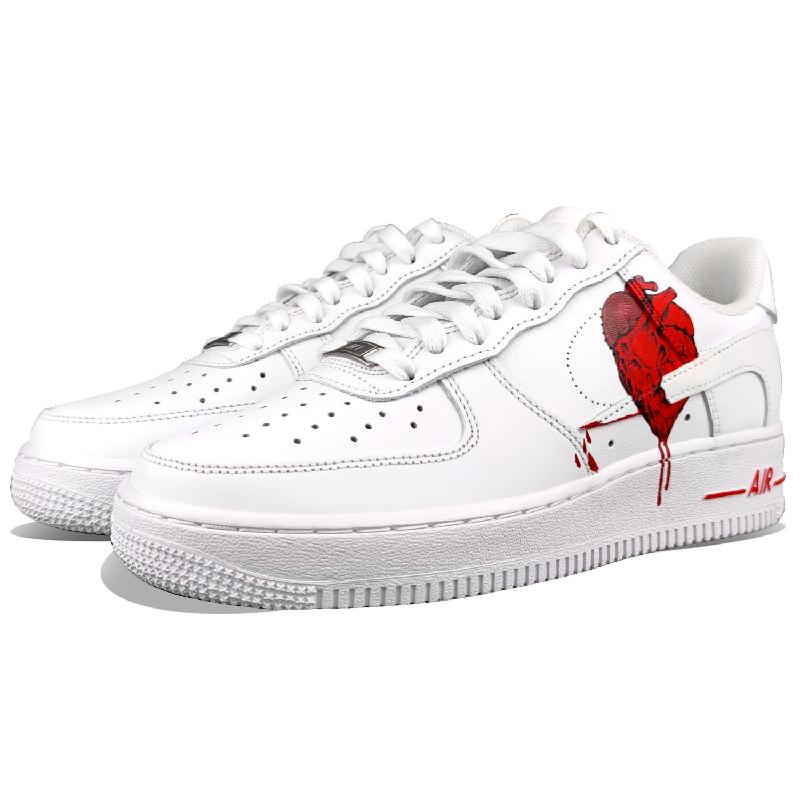 [Custom Hand-drawn heart]  Air Force 1 Skateboarding Shoes Men