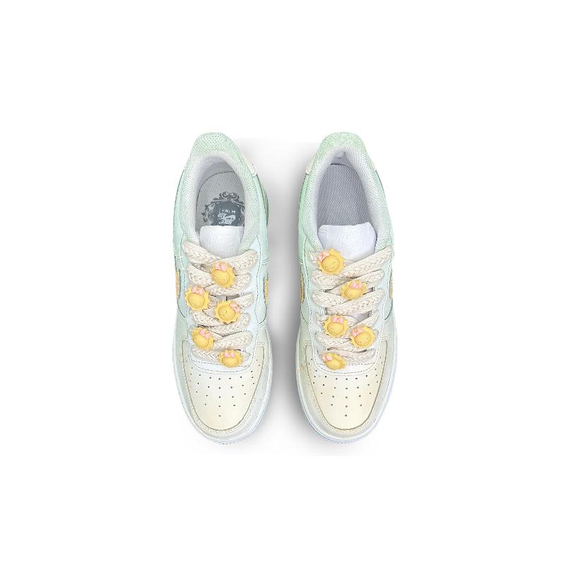 [Custom Utopia]  Air Force 1 Skateboard Shoes Unisex Low-Top Green/Yellow