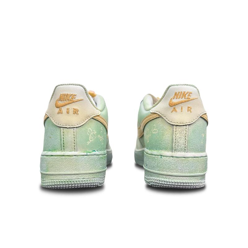 [Custom Utopia]  Air Force 1 Skateboard Shoes Unisex Low-Top Green/Yellow