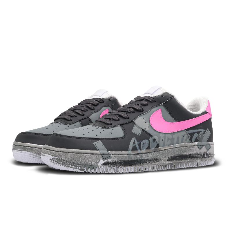 [Custom Under the neon lights for men]  Air Force 1 Skateboarding Shoes Men Low-top Black/Gray