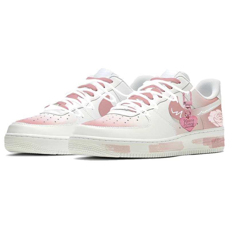 [Custom Pink rose]  Air Force 1 Skateboard Shoes Unisex Low-Top Pink
